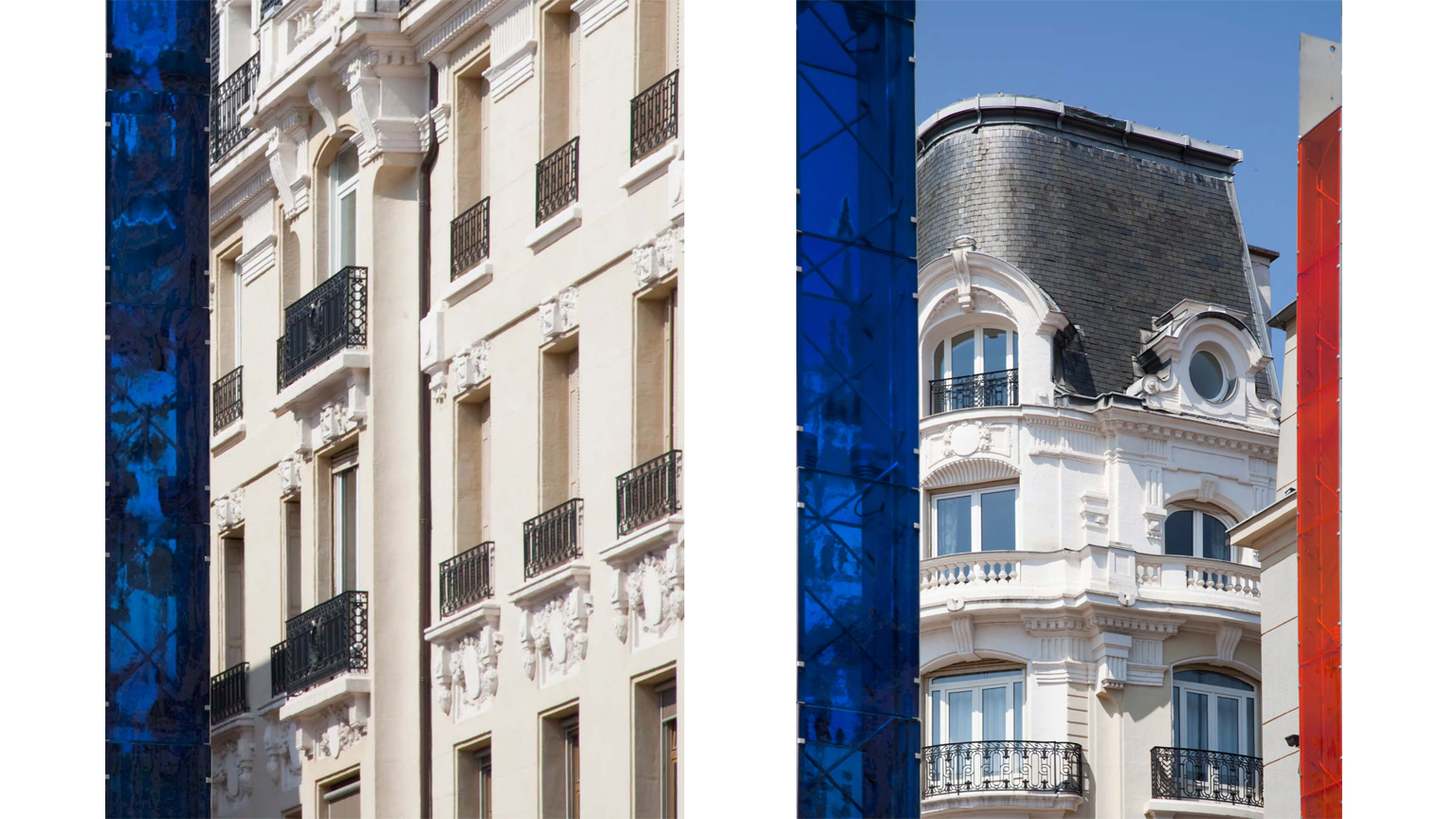 Les mâts de verre et de métal de la Place Hôtel de Ville de Saint-Etienne